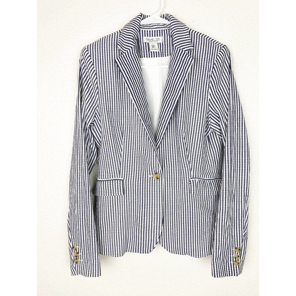 Rachel Zoe Blazer Womens Medium Striped Single Button Notch Lapels Pockets Lined - Picture 1 of 12